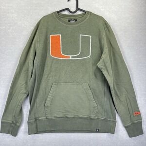 47 Brand Miami Hurricanes Crewneck Men's Large Sweatshirt‎ Front Kangaroo Pocket